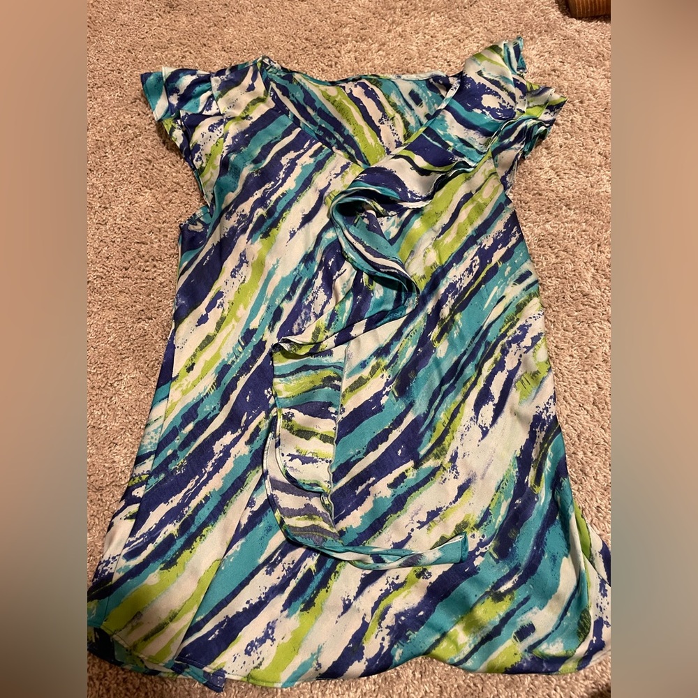 Blue, Green, White top for women